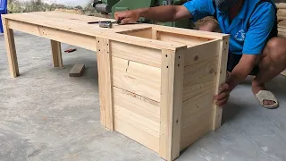 Amazing Woodworking Project From Pallet Wood //  How to build a planter bench - DIY