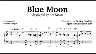 Art Tatum- Blue Moon| Transcription