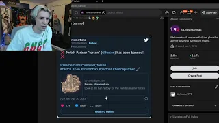 xQc reacts to Forsen getting banned