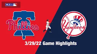 Philadelphia Phillies Vs New York Yankees 3/29/22 Spring Training Highlights