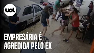 Empresária é agredida pelo ex-namorado em frente a bar de GO