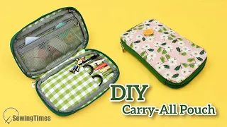 DIY Carry-All Pouch | How to make a zip around Pencil Case [sewingtimes]