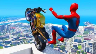 GTA 5 Spiderman Epic Jumps #12 Spider-Man Stunts Fails Gameplay