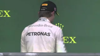 Nico Rosberg Throws Hat At Lewis Hamilton - Austin Texas USA Grand Prix 2015