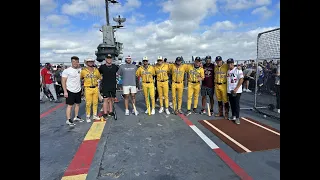 Trevino, pro ball players and Savannah Bananas hit BP of the USS Lexington