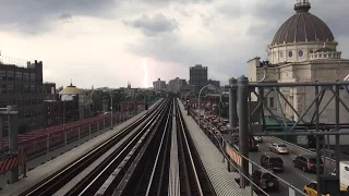 NYC Subway HD 60fps: Budd R32 Z Skip-Stop Train Thunderstorm Railfan Window RFW Ride Time-lapse 4x