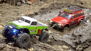 TOW JOB out of the MUD! Small-Scale RESCUE - Lifted Toyota Land Cruiser STUCK DEEP