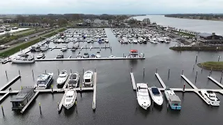 Drone flight above harbour in the Netherlands