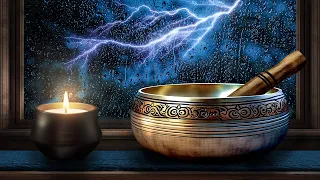 Rain Sounds to Sleep + Thunderstorm & Tibetan Bowl