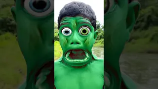 Hulk Boy scary Transformation with friend smash skinny red hulk #shorts