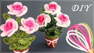 🌹 Rose Flowers made of Chenille wire. Very simple! 🌹 Pipe Cleaners DIY