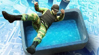 GTA 5 Army Soldier • Epic Jumps into Huge Pool! (Euphoria Ragdolls)