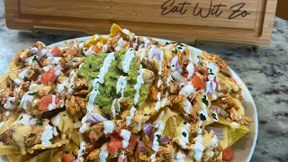 The Easiest Loaded cheesy chicken nachos perfect for Game day!