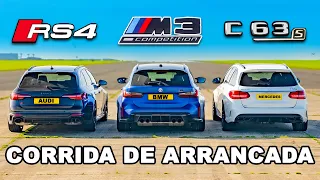 Novo Audi RS4 Comp vs BMW M3 vs Mercedes-AMG C63: CORRIDA DE ARRANCADA