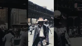 Restored footage of New York City in 1911 - A busy street in New York City