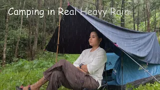 SOLO CAMPING IN REAL HEAVY RAIN ☔ GIRL SOLO CAMP 🥰 ASMR RELAXING CAMPING