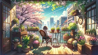 Urban Oasis 🌸 | Cute Study Music Cherry Blossom View | Cozy Anime Background for Relaxing & Studying