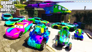 GTA 5 - Stealing RAINBOW CARS With Franklin | (Real Life Cars #129)