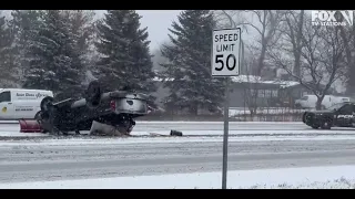 Spinouts, crashes on snowy Minnesota roads: Raw