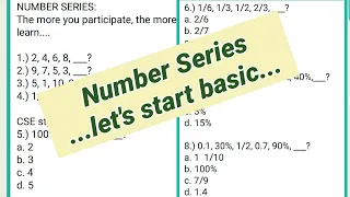 NUMBER SERIES: Let's Start Basic | Must watch