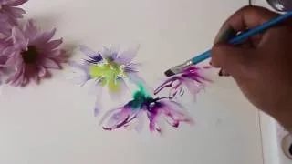 WATERCOLOR FLOWER PAINTING. WET ON WET TECHNIQUE