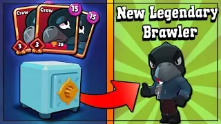 WE OPENDED A LEGENDARY IN BRAWL STARS!! Legendary Crow Gameplay & x300 Brawl Box Opening!