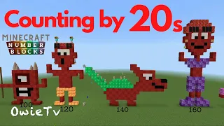 Numberblocks in Minecraft COUNTING BY 20 Learn to Count | Skip Counting by 20s Number Songs For Kids