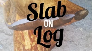 Live-Edge Pine Slab on Log Bench