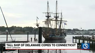 The Kalmar Nyckel, the Tall Ship of Delaware, docks in New London