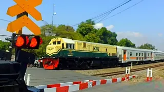 Railroad Crossing Indonesia l Kereta Api Kaligung ditarik Lokomotif Livery Vintage CC 201 83 31