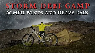 CAMPING IN STORM DEBI - STRONG WINDS AND HEAVY RAIN - MTB Bikepacking in Wild Yorkshire UK a