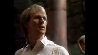 The Fifth Doctor whips his hair back and forth!