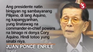 ENRILE, TINAWAG NA 'MANGMANG' SI PNOY