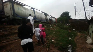 A HEAVILY LOADED TRAIN ALMOST COLLAPSES IN KIBERA SLUMS. PART 1