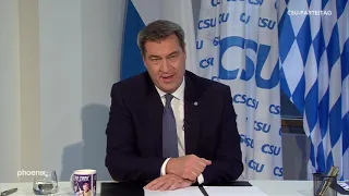 Markus Söder (CSU-Parteivorsitzender) beim virtuellen CSU-Parteitag am 22.05.20