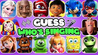 GUESS THE CHARACTERS BY SONG AND DANCE 🎤🎵🔥| Elsa, Tenge Tenge, LadyBug, Peach, Caine, Freddy,  Pomni