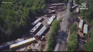 Cleanup continues after Highway 247 train wreck