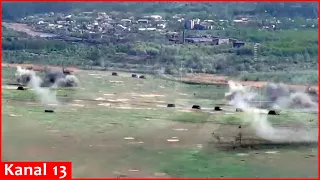 Russian military convoy attacking Krasnogorovka village in Donetsk, is ambushed in an open area