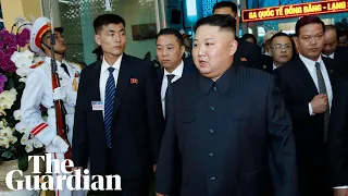 Kim Jong-un flanked by aides as he arrives in Vietnam for second summit with Donald Trump