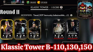 Klassic Tower Boss Battle 110, 130 & 150 Fight + Reward MK Mobile | Ascend Liu Kang Brutality