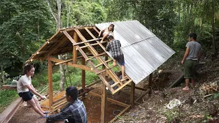 FULL VIDEO: BUILD LOG CABIN Wooden House, punching holes, assembling wooden house frames, Roof tiles