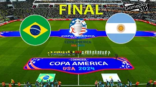 BRAZIL vs ARGENTINA - FINAL | Copa America USA 2024 | Full Match All Goals | PES Gameplay