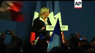 Far right presidential candidate Marine Le Pen comments on election