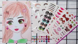 [ToyASMR] Makeup Sweet Girl 👩🏻‍🦰💖 Sticker makeup lovely 👄💄 #asmr #paperplay