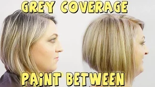 GREY COVERAGE PAINT BETWEEN TO BLOND COLOR CORRECTION