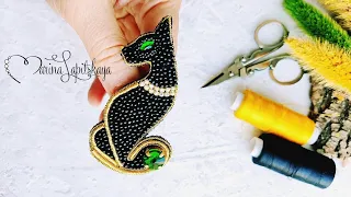 How to make a beaded brooch "Bastet. Egyptian cat" (master class)