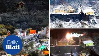 Norway landslide: Aerial footage shows devastating aftermath
