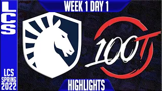 TL vs 100 Highlights | LCS Spring 2022 W1D1 | Team Liquid vs 100 Thieves