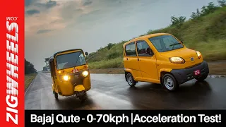 Bajaj Qute - 0-70kph Acceleration Test! | ZigWheels.com