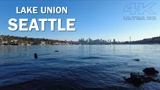 Seattle Relaxing City Lake Ambience in 4K (ULTRA HD) 3 Settings | Seaplane Flyovers